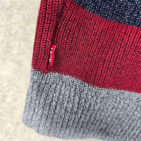 Izod Mens L/G Striped Cotton Sweater Red/Blue/Gray - Picture 4 of 7